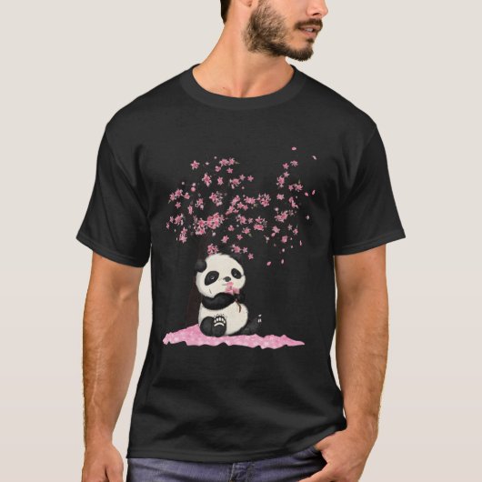 Cherry Blossom Japanese Panda T-Shirt (Vorderseite)