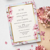 Cherry Blossom Japanisch Elegant Gold Wedding Einladung