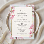 Cherry Blossom Japanisch Elegant Gold Wedding Einladung