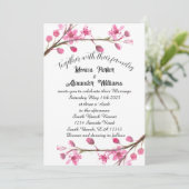 Cherry Blossom Japanisch Sakura Pink Wedding Einladung (Stehend Vorderseite)