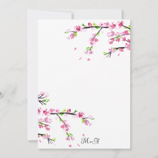 Cherry Blossom Japanisch Sakura Pink Wedding Invit Einladung (Rückseite)