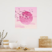 Cherry Blossom Japanische Landschaft Pink Poster (Küche)