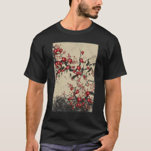 Cherry Blossom Japanischer Holzblock Druck auf Han T-Shirt
