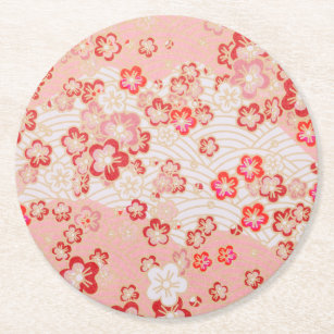 Cherry Blossom japanisches Muster Runder Pappuntersetzer