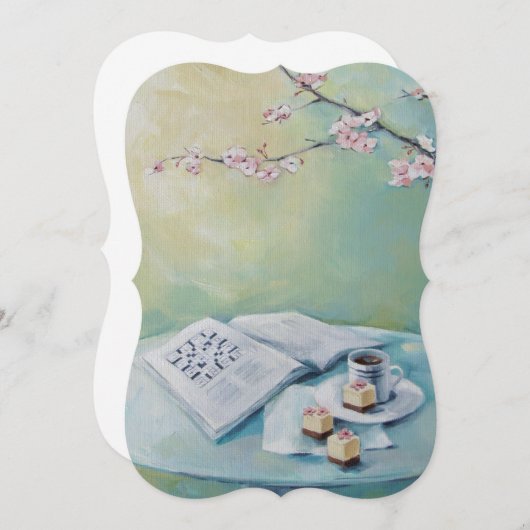 Cherry Blossom, Kaffee, Blumeneinladung Einladung (Vorne/Hinten)
