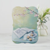 Cherry Blossom, Kaffee, Blumeneinladung Einladung (Stehend Vorderseite)