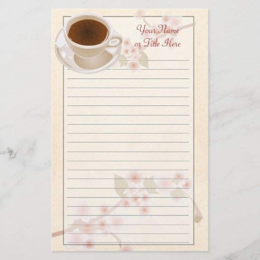 Cherry Blossom Kaffeestationery Briefpapier (Vorderseite)