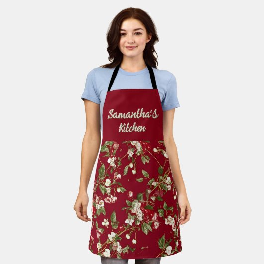 Cherry Blossom Kitchen Schürze (Getragen)