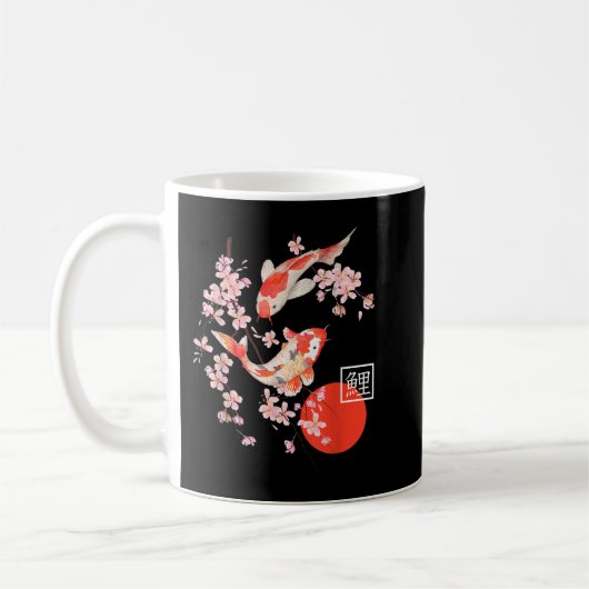 Cherry Blossom Koi Carp Fish Japanese Sakura Graph Kaffeetasse (Links)