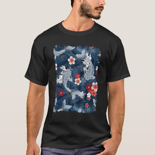 Cherry Blossom Koi Carp Fish Japanese Sakura Graph T-Shirt (Vorderseite)
