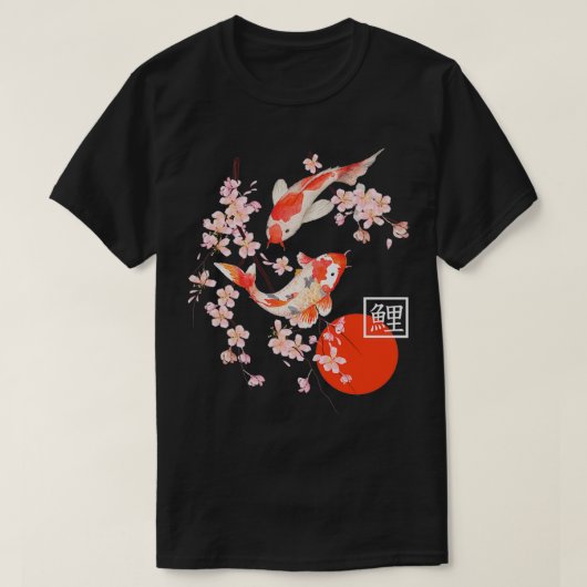 Cherry Blossom Koi Carp Fish Japanese Sakura Graph T-Shirt (Design vorne)