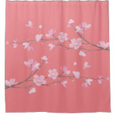 Cherry Blossom - Koralle Duschvorhang (Vorderseite)