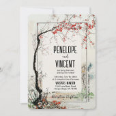 Cherry Blossom Kunstbaum Einladung (Vorderseite)