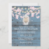Cherry Blossom Lantern Dusty Blue Barn Wedding Einladung (Vorderseite)