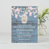 Cherry Blossom Lantern Dusty Blue Barn Wedding Einladung (Stehend Vorderseite)