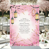 Cherry Blossom Lantern Pink Spring Wedding Einladung