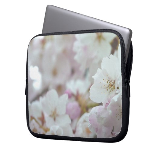 Cherry Blossom Laptop Sleeve White Blume Geschenk (Vorderseite Links)