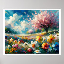 Cherry Blossom Lebendige Frühlingsblumen Abstrakte