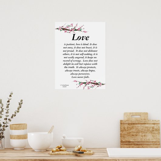 Cherry Blossom Liebe ist ein geduldiges Hochzeitpl Poster (Küche)