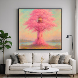Cherry Blossom Lighthouse - Pastellfarben Poster