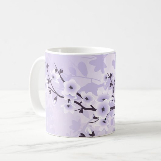 Cherry Blossom Lila Kaffeetasse (Vorderseite Links)