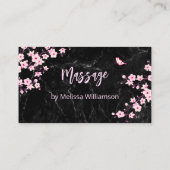 Cherry Blossom Loyalty Card Rosa Schwarzer Marmor Visitenkarte (Rückseite)