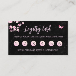 Cherry Blossom Loyalty Card Rosa Schwarzer Marmor Visitenkarte