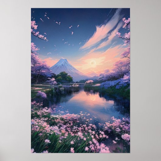 Cherry Blossom Magic am Berg Lake Poster (Vorne)