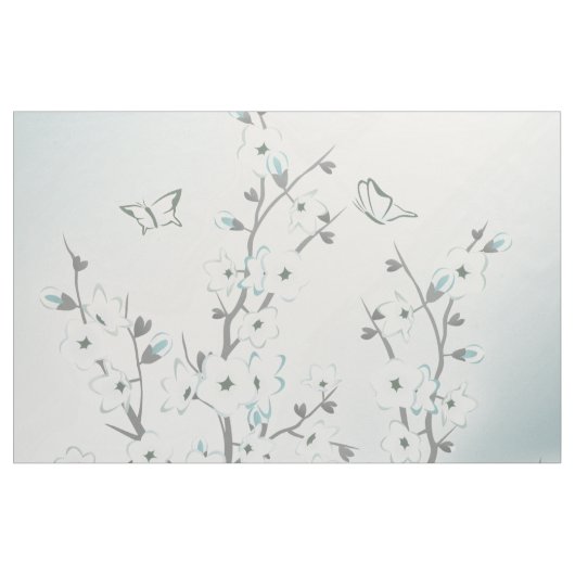 Cherry Blossom Mint White Stoff (Yard (91,4 cm))