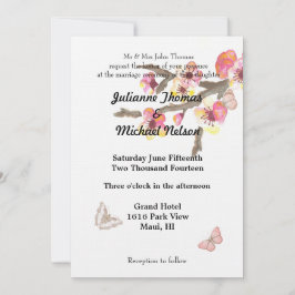 Cherry Blossom mit Butterflies Hochzeit Einladung