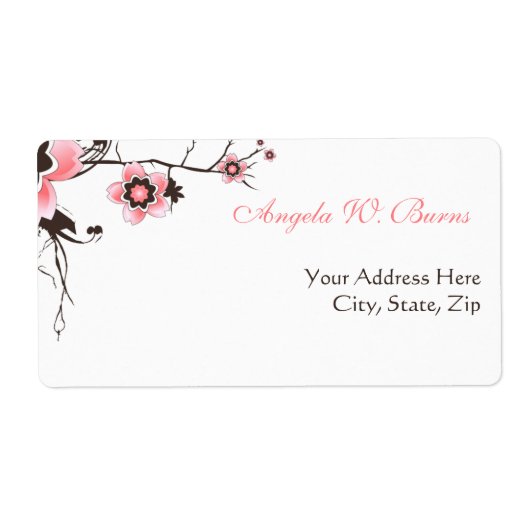 Cherry Blossom Modern Custom Address Labels (Vorne)