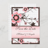 Cherry Blossom Modern Custom Save the Date Ankündigungspostkarte (Vorne/Hinten)
