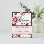 Cherry Blossom Modern Custom Save the Date Ankündigungspostkarte (Stehend Vorderseite)