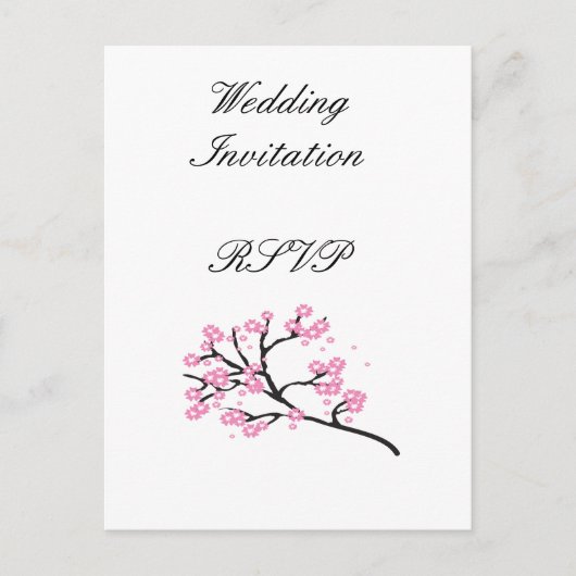 Cherry Blossom Moderne, einfache Hochzeitsideen Einladungspostkarte (Vorderseite)