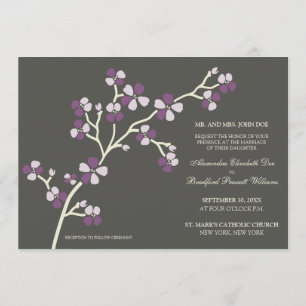 Cherry Blossom Moderne Hochzeitseinladung:Violette Einladung