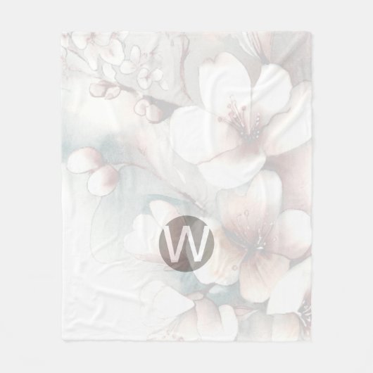 Cherry Blossom Monogram Fleece Blanket (Vorderseite)