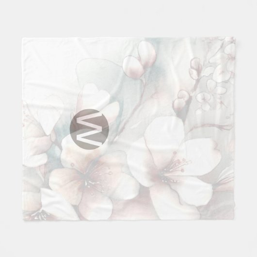 Cherry Blossom Monogram Fleece Blanket (Vorderseite (Horizontal))