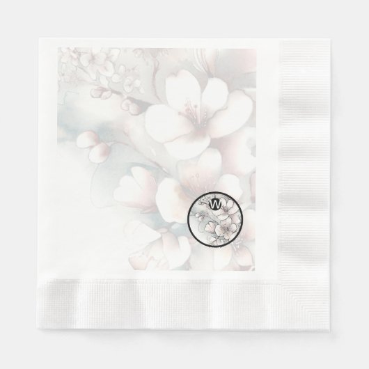 Cherry Blossom Monogram Napkins Serviette (Vorderseite)