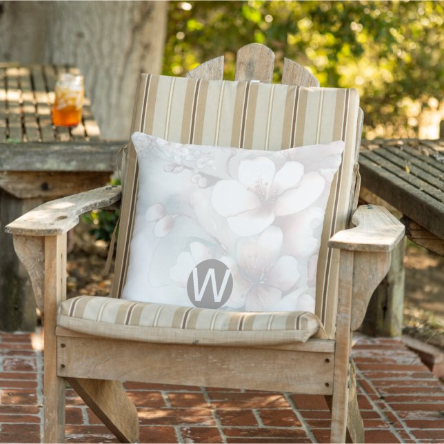 Cherry Blossom Monogram Throw Kissen (Stuhl )