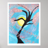 Cherry Blossom Moon Hand Painted Acrylic Poster Ar (Vorne)