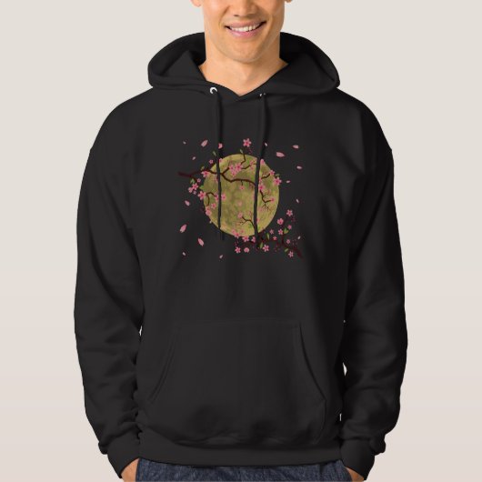 Cherry Blossom Moon Japanischer Sakura-Baum Hoodie (Vorderseite)