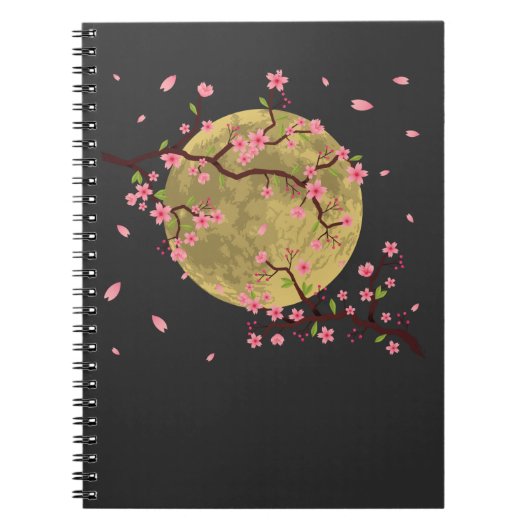 Cherry Blossom Moon Japanischer Sakura-Baum Notizblock (Vorderseite)