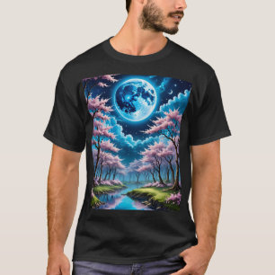 Cherry Blossom Moonlight Forest T-Shirt
