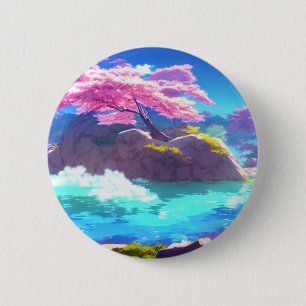 Cherry Blossom Mountain Button