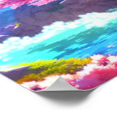 Cherry Blossom Mountain Poster (Ecke)