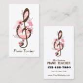 Cherry Blossom Music Piano Teacher Visitenkarte (Vorne/Hinten)
