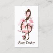 Cherry Blossom Music Piano Teacher Visitenkarte (Vorderseite)