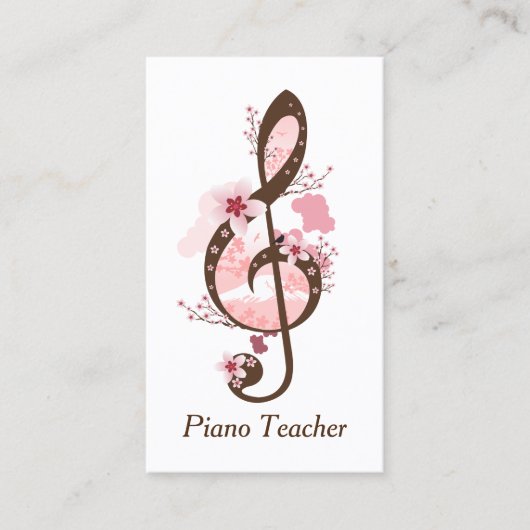 Cherry Blossom Music Piano Teacher Visitenkarte (Vorderseite)