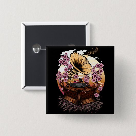 Cherry Blossom Musical Button (Vorne & Hinten)