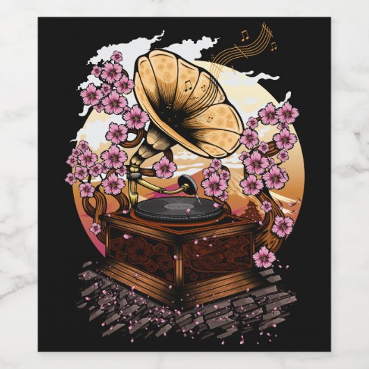 Cherry Blossom Musical Weinetikett (Einzelnes Label)